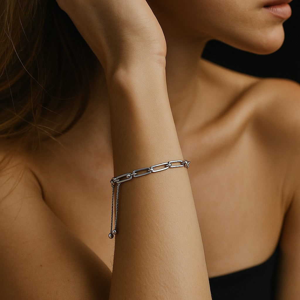 Bold Paperclip Lariat Chain Bracelet