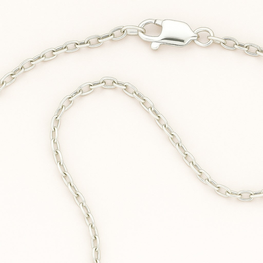 Silver chain bracelet on a white background
