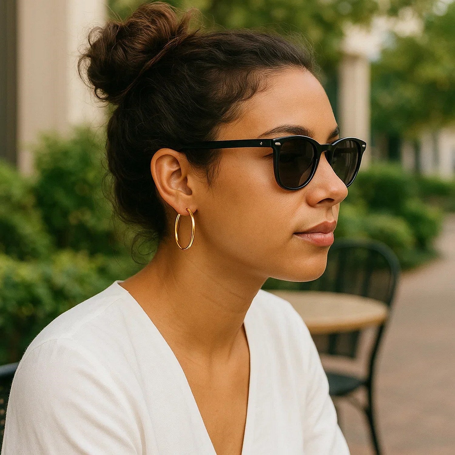 Medium Fine Hoop Earrings 14k Gold