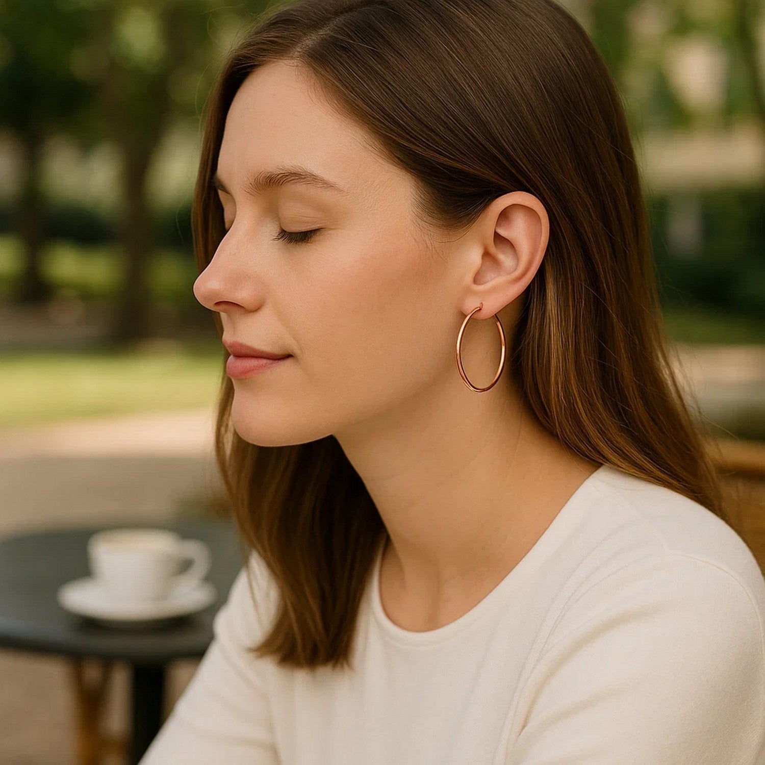 Medium Fine Hoop Earrings 14k Gold