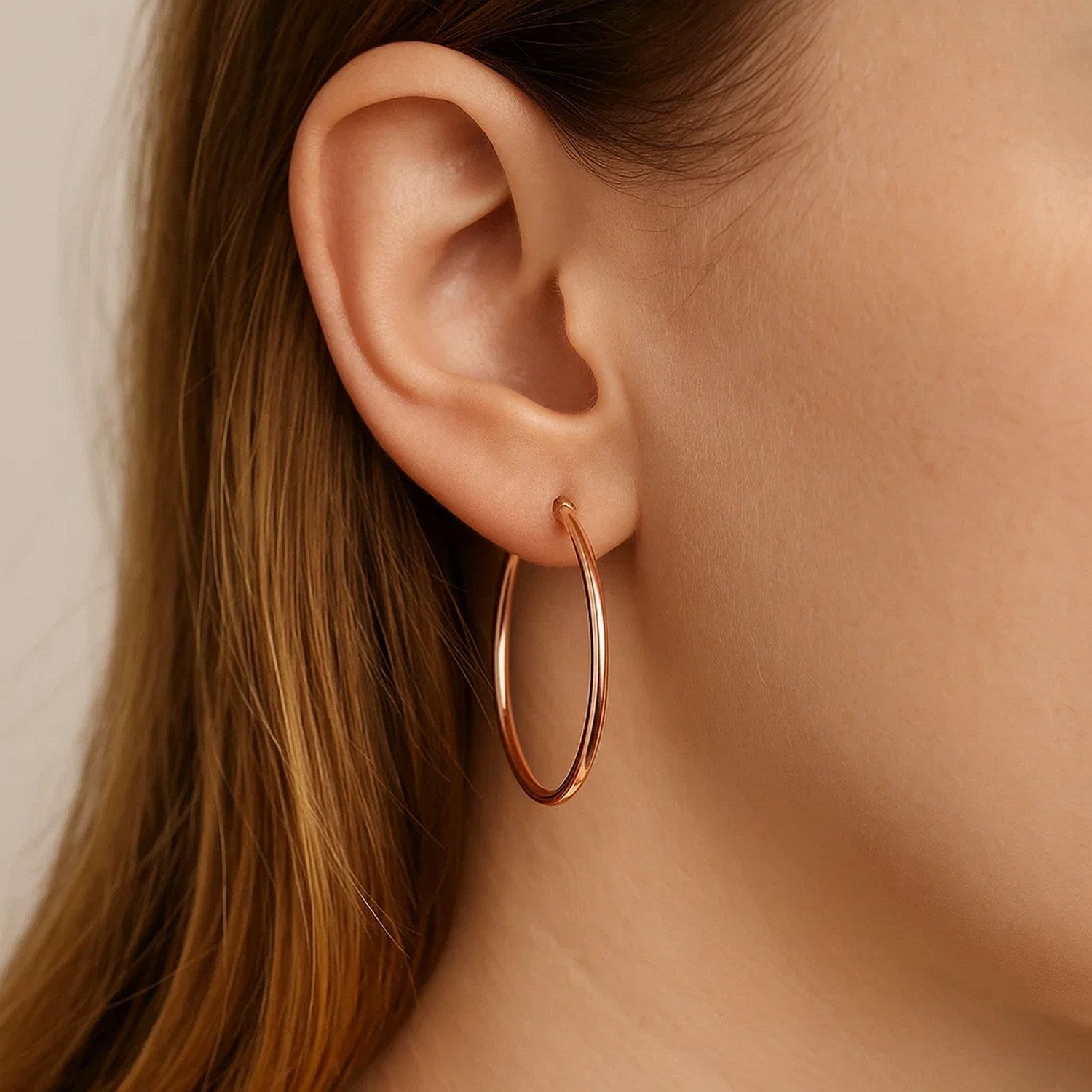 Medium Fine Hoop Earrings 14k Gold