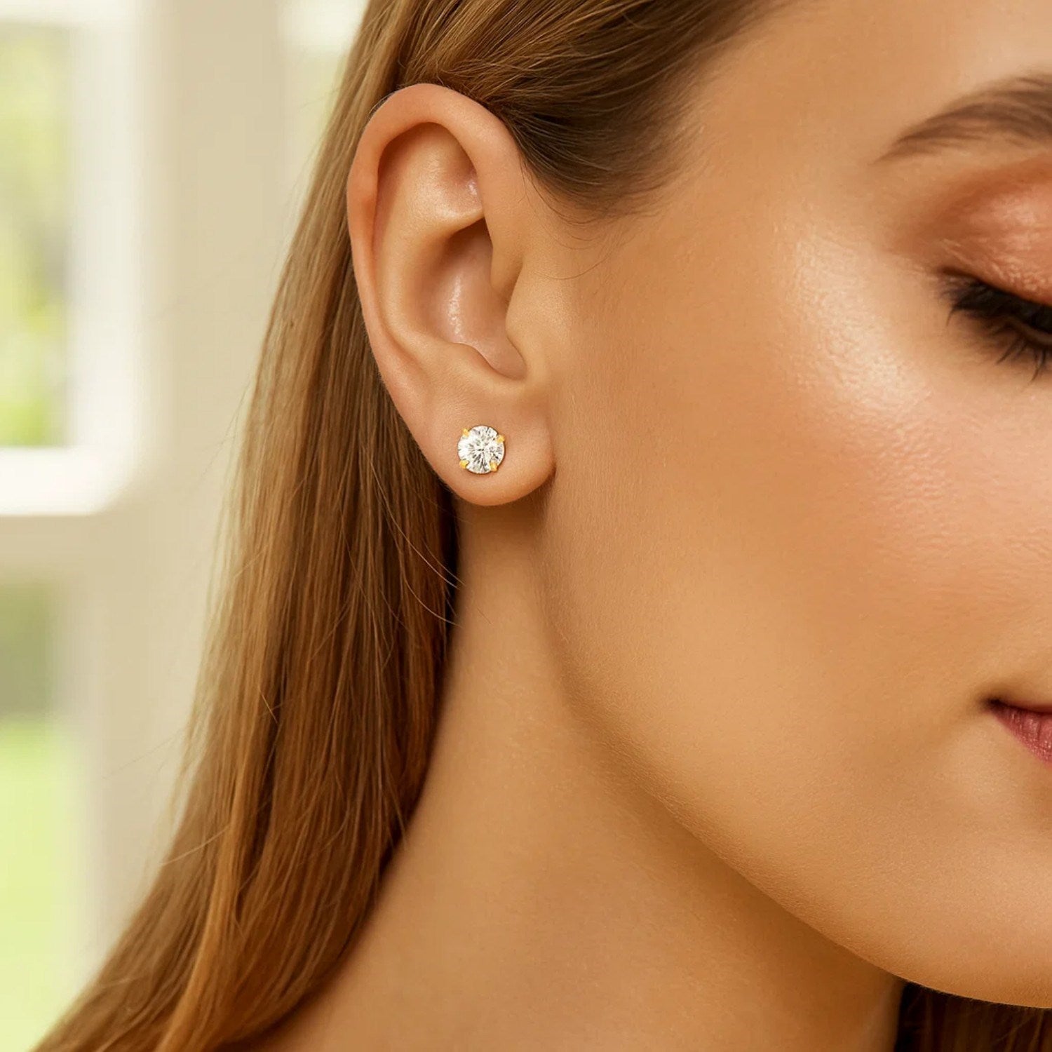 Stone Stud Earrings