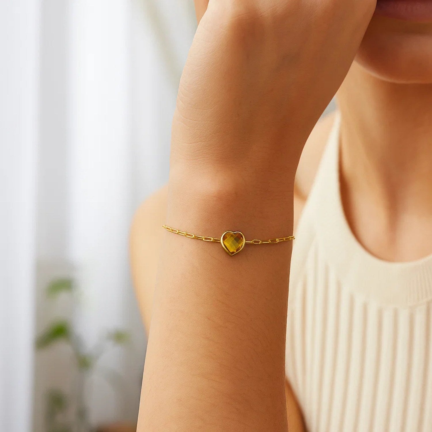 Heart Gemstone Bracelet