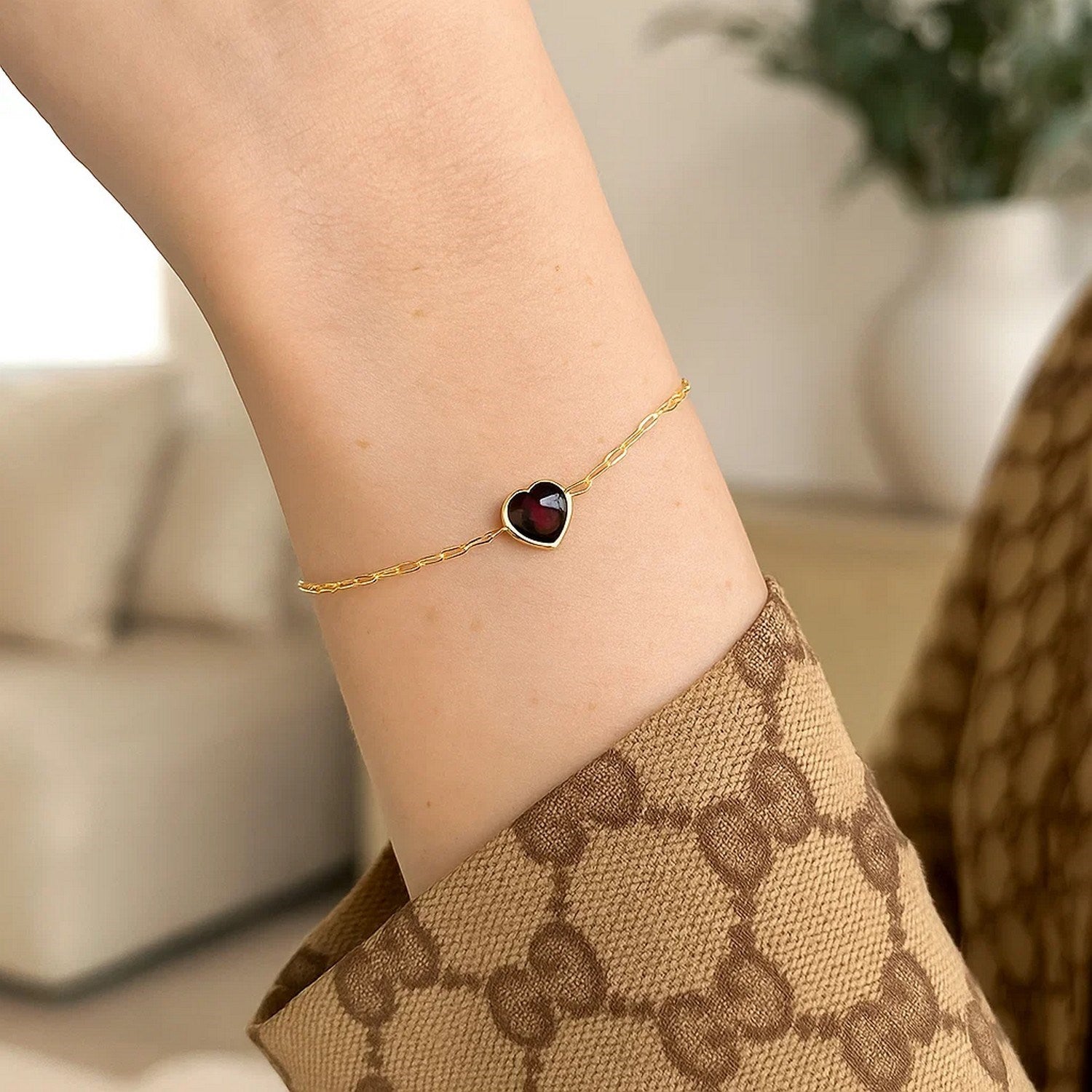 Heart Gemstone Bracelet