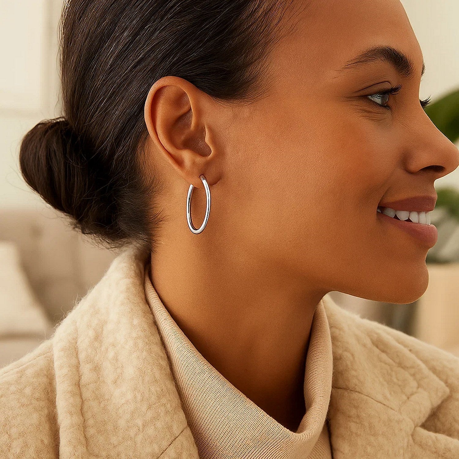 Medium Fine Hoop Earrings