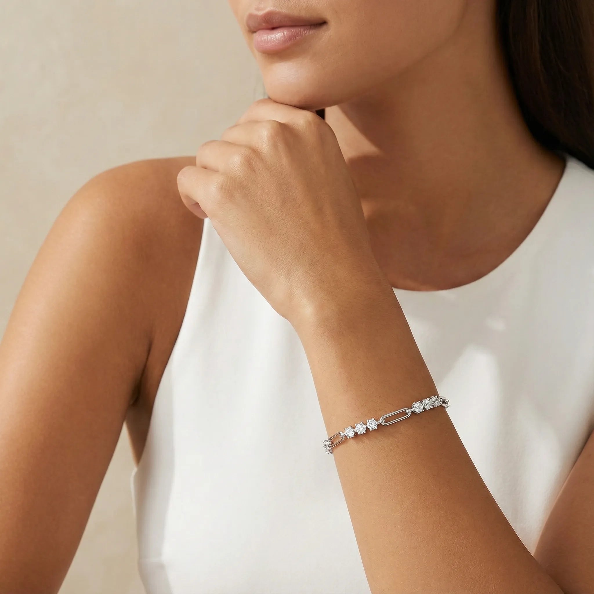 "Naomi" Moissanite Paperclip Bracelet