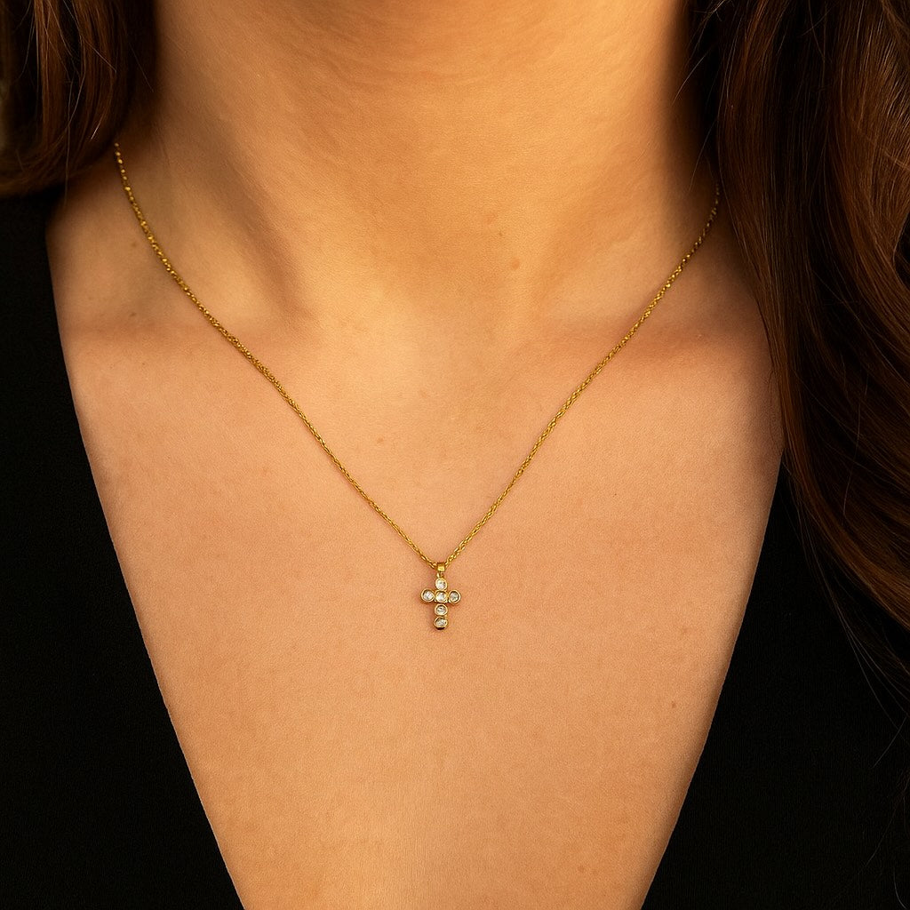 Petite Diamond Cross Necklace
