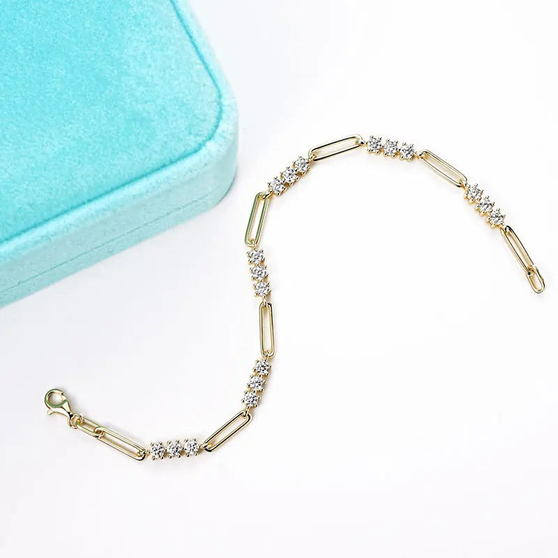 "Naomi" Moissanite Paperclip Bracelet