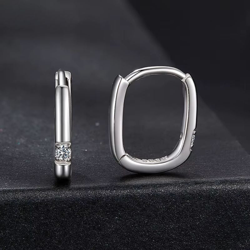 "Sharon" Moissanite Huggie Hoop Earrings
