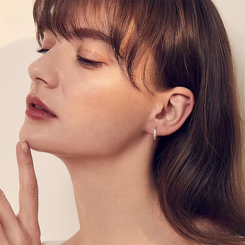 "Sharon" Moissanite Huggie Hoop Earrings