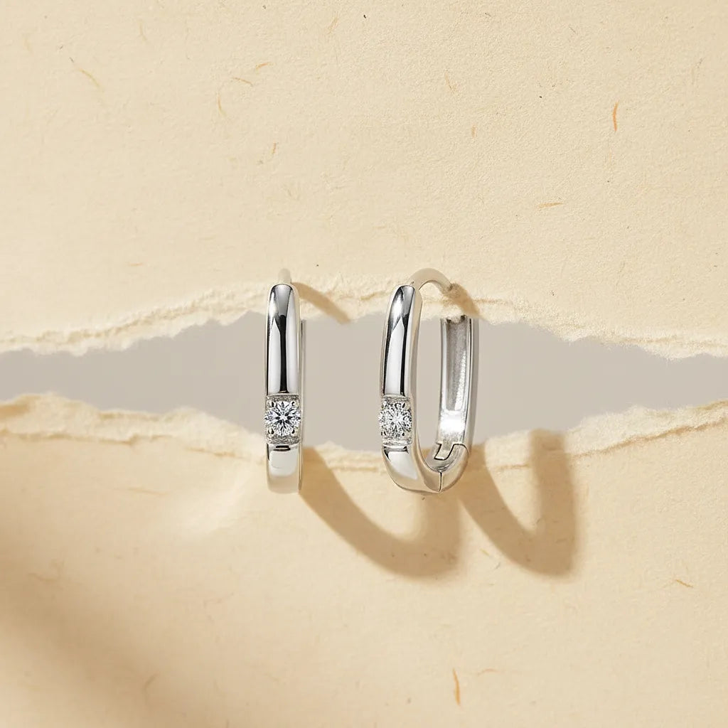 "Sharon" Moissanite Huggie Hoop Earrings