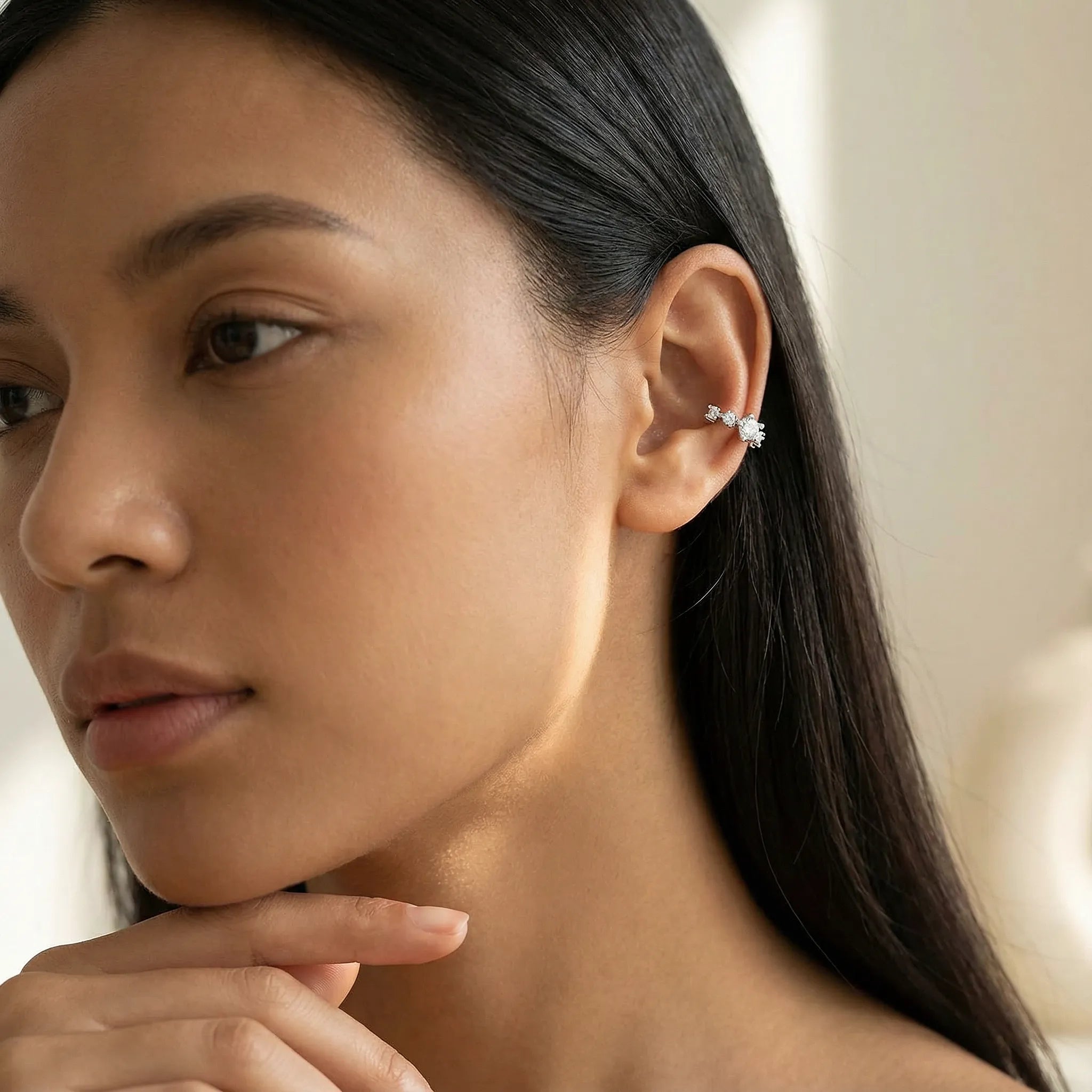 "Sonia" Moissanite Cuff Earrings