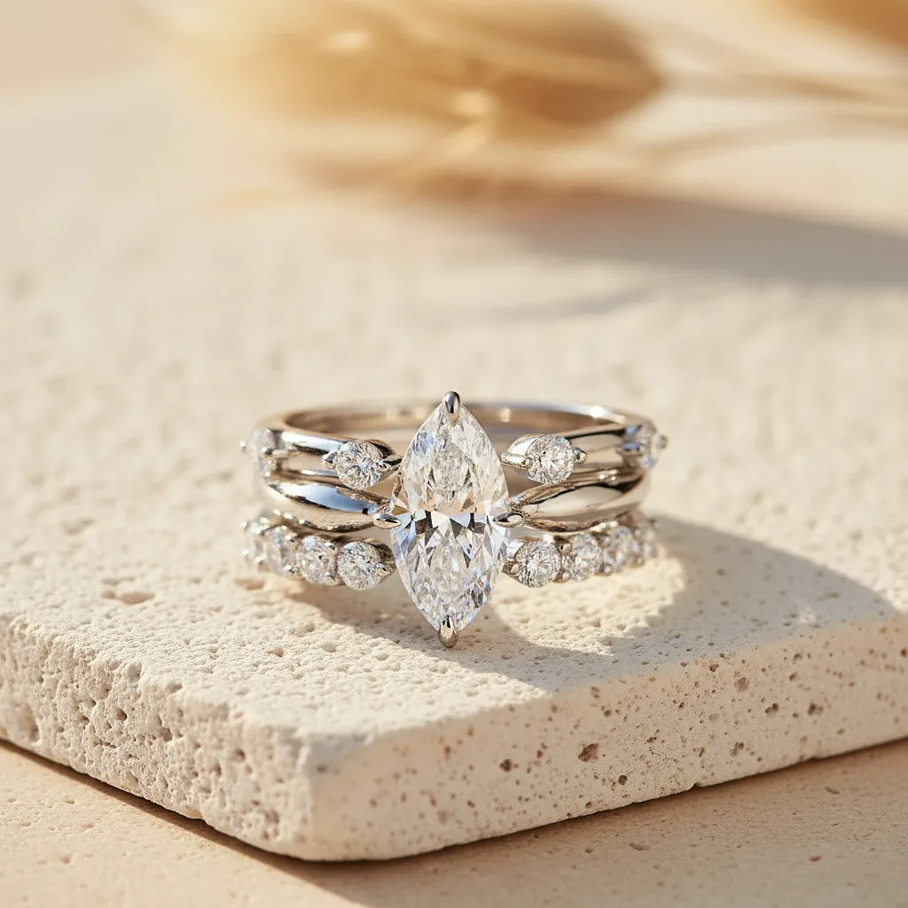 The Marquise Moissanite Stacker Set