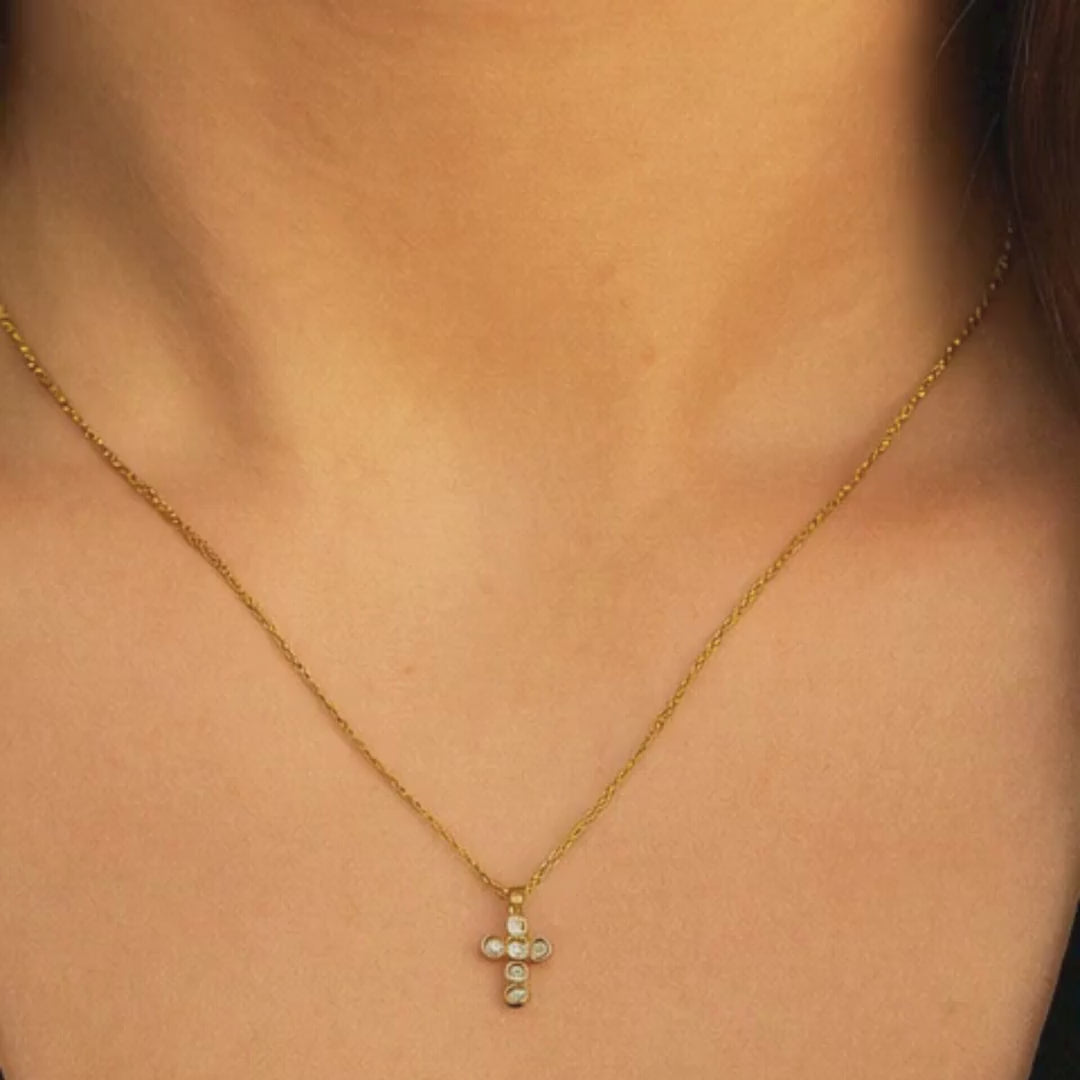 Petite Diamond Cross Necklace